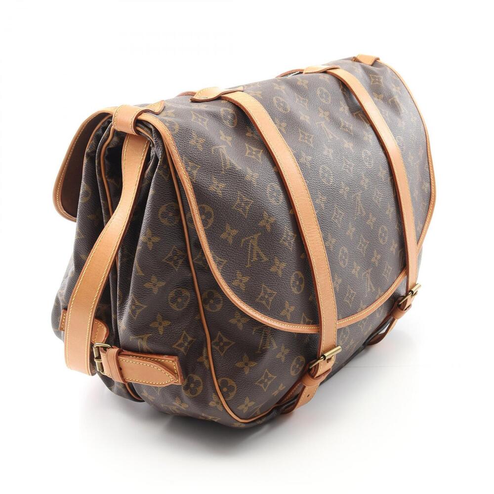Louis Vuitton Canvas Brown Shoulder Saumur Monogram Leather Bag